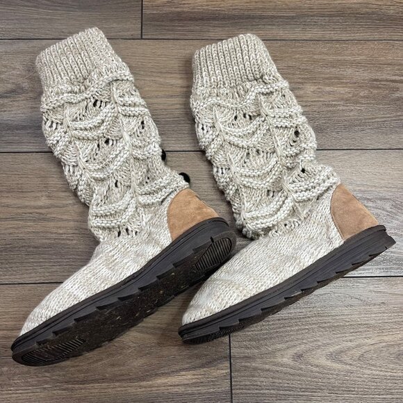 MUK LUKS Jamie Sweater Boots Women's Size 10 Neutral Colors Fall Fashion Slouchy - Picture 2 of 8